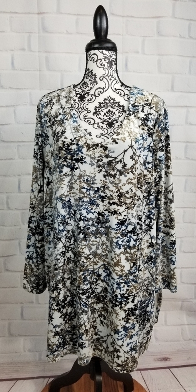 J. Jill womens long sleeve plus sz 2x floral print stretch knit popover top BB20